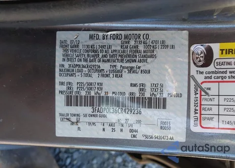 2012 Ford Fusion Hybrid from USA, damaged, VIN 3FADP0L36CR429236